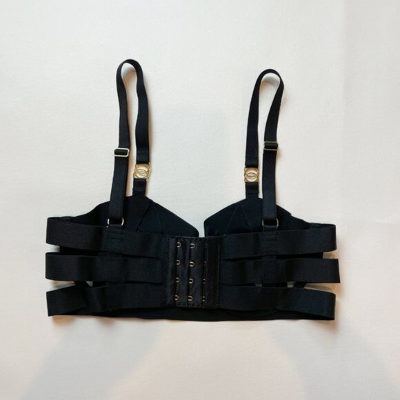 NWOT Victoria's Secret Bra 32C Unlined Balconet Strappy Banded Black B1436 - Picture 3 of 8